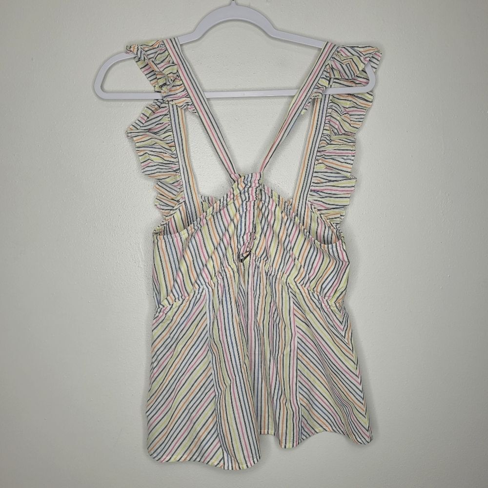 Ella Moss striped multi wear ruffle cute preppy vacation top size medium NWT - Picture 5 of 9